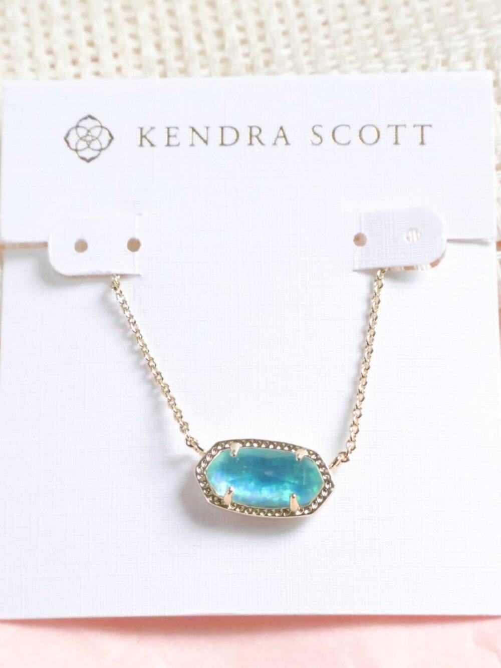 Kendra Scott Elisa Aqua Kyocera Opal Necklace Gold